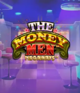 Скриншот игрового автомата The Money Men Megaways от Pragmatic Play, показывающее яркий городской пейзаж с элементами хип-хоп культуры. На переднем плане видны символы слота: золотые украшения, крутые автомобили и персонажи, исполняющие рэп жесты, создающие атмосферу настоящего хип-хоп выступления. Логотип игры The Money Men Megaways расположен в верхней части изображения, подчеркивая тематику и стиль слота.