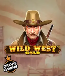  Изображение слота "Wild West Gold" от Pragmatic Play, изображающее мужчину в шляпе шерифа с ружьем. За его спиной находится деревенская улица на Диком Западе. Идеально подходит для любителей жанра вестерн и игр на тему Дикого Запада. Этот слот гарантирует незабываемые приключения и возможность выигрышей.